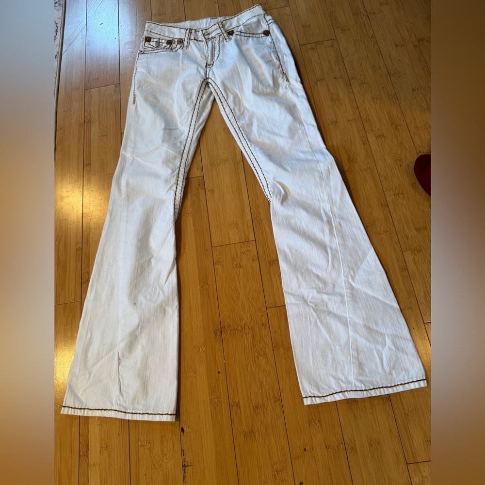 True Religion Cream Flare Jeans